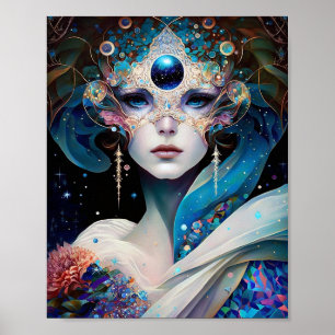Cosmic Mfrågade Goddess Queen Fantasy Art Poster