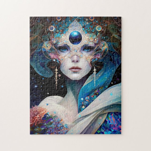 Cosmic Mfrågade Goddess Queen Fantasy Art Pussel (Vertikal)