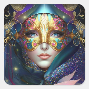 Cosmic Mfrågade Goddess Queen Fantasy Art Square S Fyrkantigt Klistermärke
