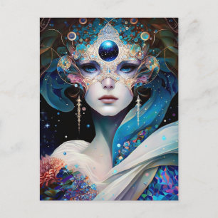 Cosmic Mfrågade Goddess Queen Fantasy Art Vykort