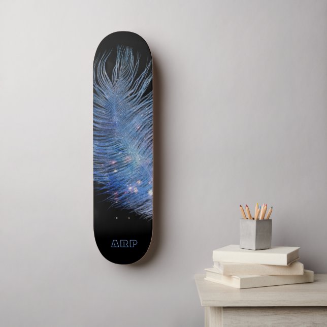 *~* Cosmic Midnight Himlar Pastel Feather Boho Mini Skateboard Bräda 18,5 Cm (Väggkonst)