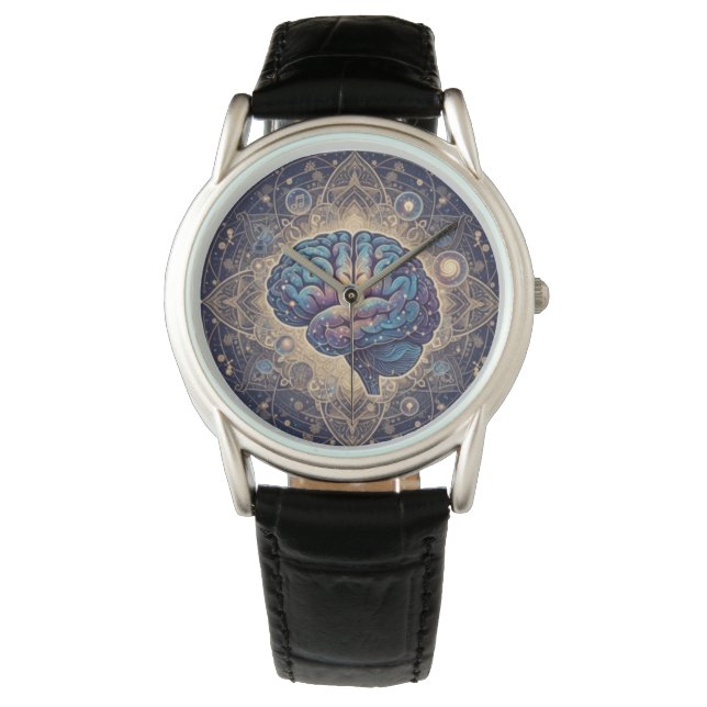 Cosmic Mind Mandala – Abstract Brain Art Armbandsur (Framsida)