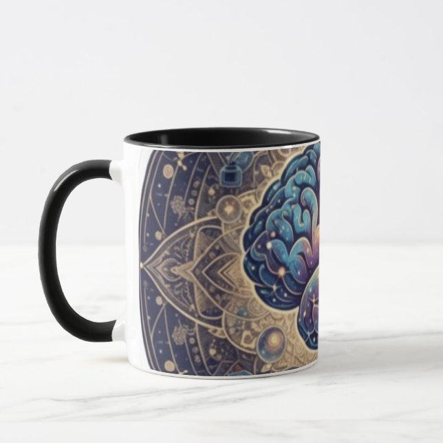 Cosmic Mind Mandala – Abstract Brain Art Mugg (Vänster)