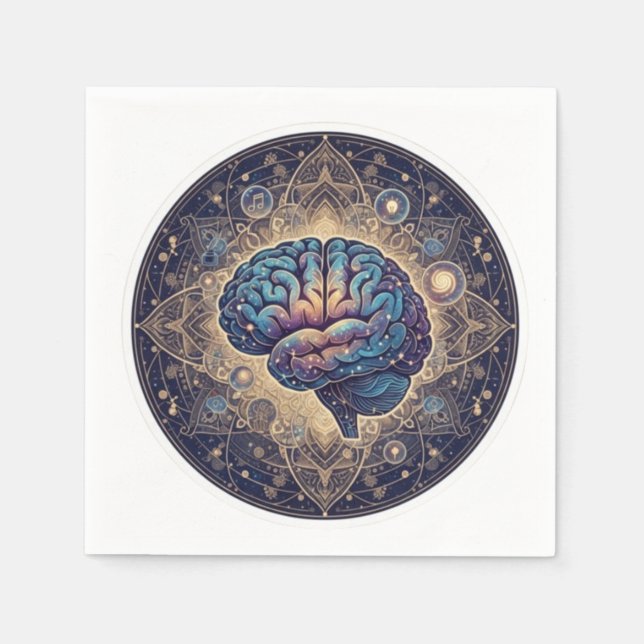 Cosmic Mind Mandala – Abstract Brain Art Pappersservett (Framsidan)