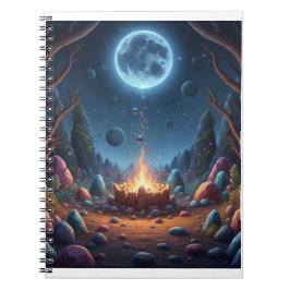 Cosmic Moonlight Campfire Fantasy Spiral Notebook Anteckningsbok