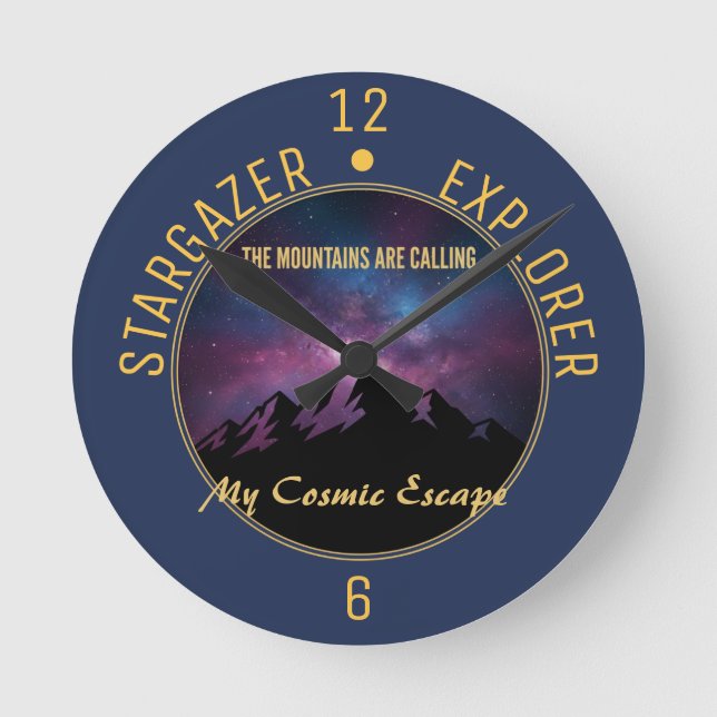 Cosmic Mountain Calling Rund Klocka (Framsida)