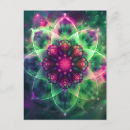 Cosmic Neon Flower Mandala Vykort