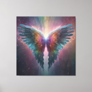 *~*Cosmic Neon Glowing Angel Vingar AP78 Canvastryck