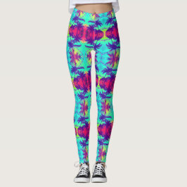 Cosmic Neon Handflatan Träd Mönster Leggings