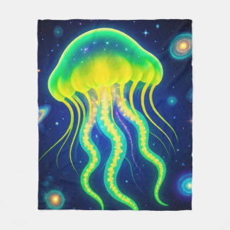 Cosmic Neon Jellyfish Fleecefilt
