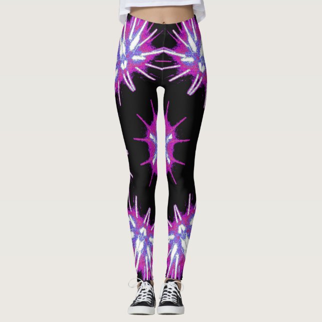 Cosmic Neon Starburst Leggings (Framsida)