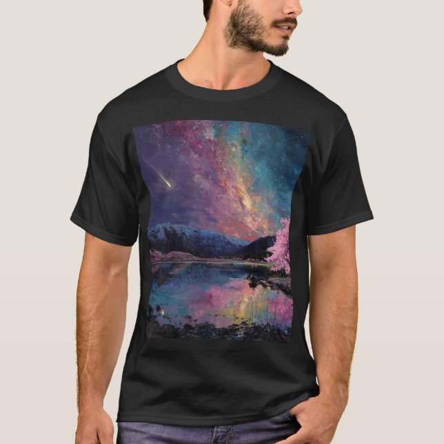 "Cosmic Night Himmel Ligcape T-Shirt (Framsida)