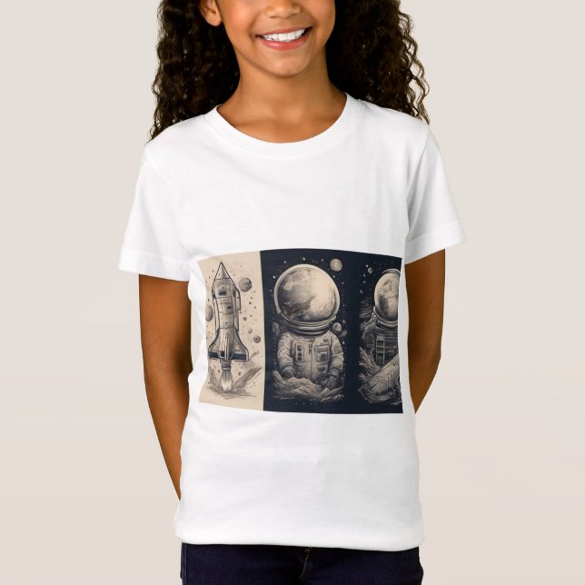 Cosmic Odyssey: Celestial Silhouettes tshart T Shirt (Framsida)