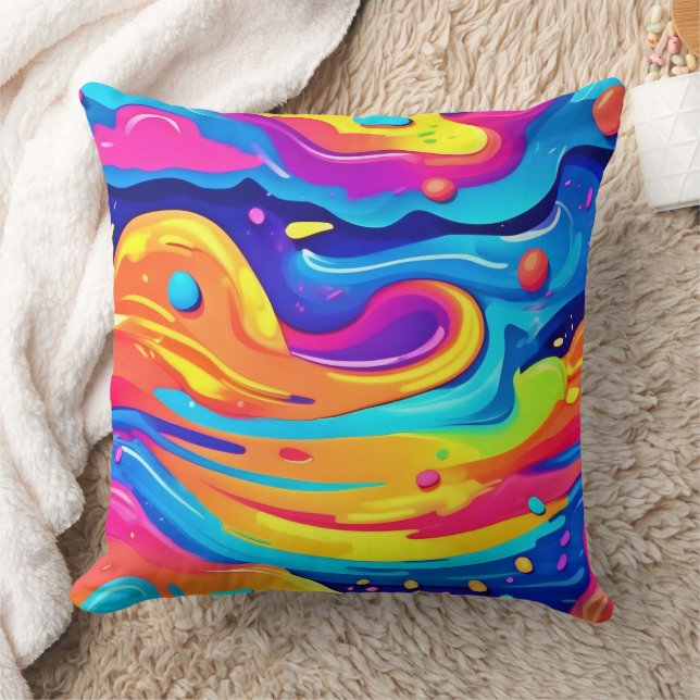 Cosmic Paint Swirls Kudde (Filt)