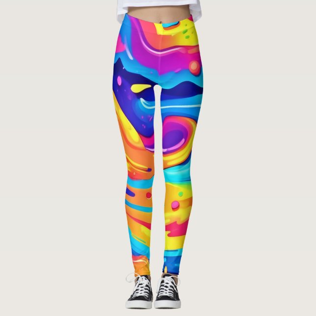 Cosmic Paint Swirls Leggings (Framsida)
