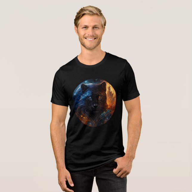 Cosmic Panther – Day and Night Fantasy Art T Shirt (Framsida Full)