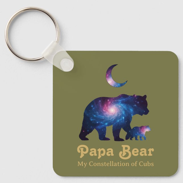 Cosmic Papa Bear & Cub Nyckelring (Framsida)
