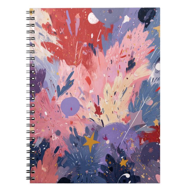 Cosmic Party Abstract Explosion Anteckningsbok (Framsidan)