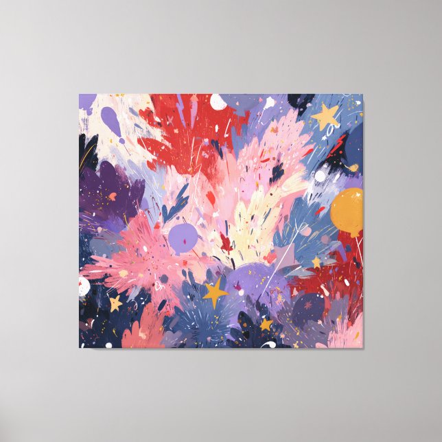 Cosmic Party Abstract Explosion Canvastryck (Framsida)
