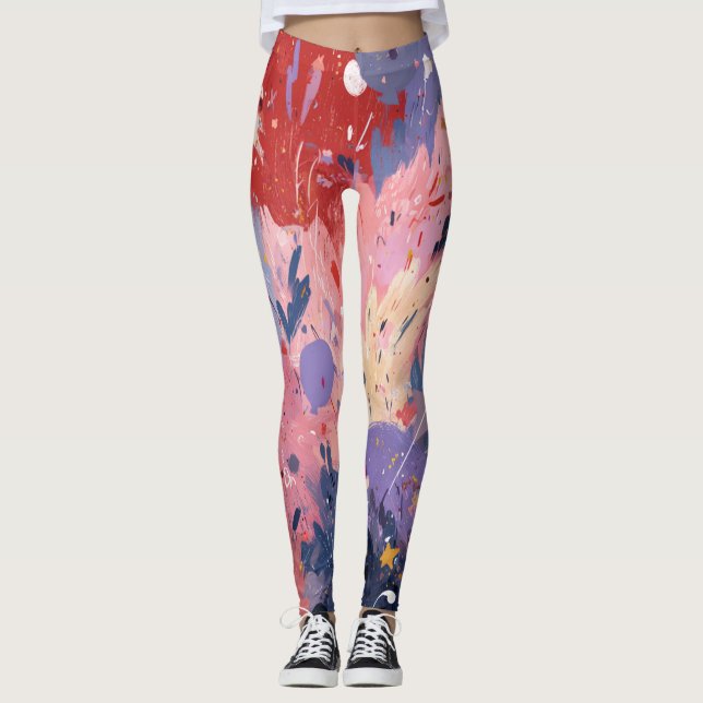 Cosmic Party Abstract Explosion Leggings (Framsida)