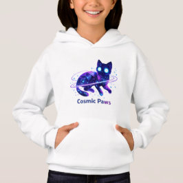 Cosmic Paws Galaxy Cat Kids Hoodie T Shirt