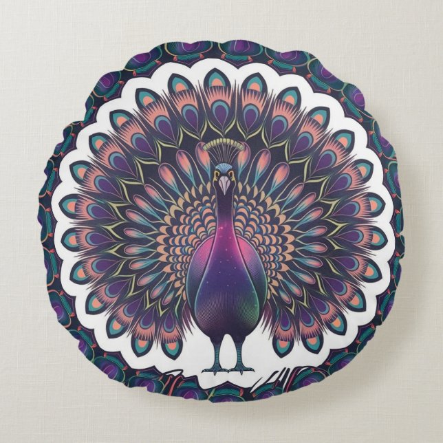 Cosmic Peacock Mandala Dekorativ kudde (Framsidan)