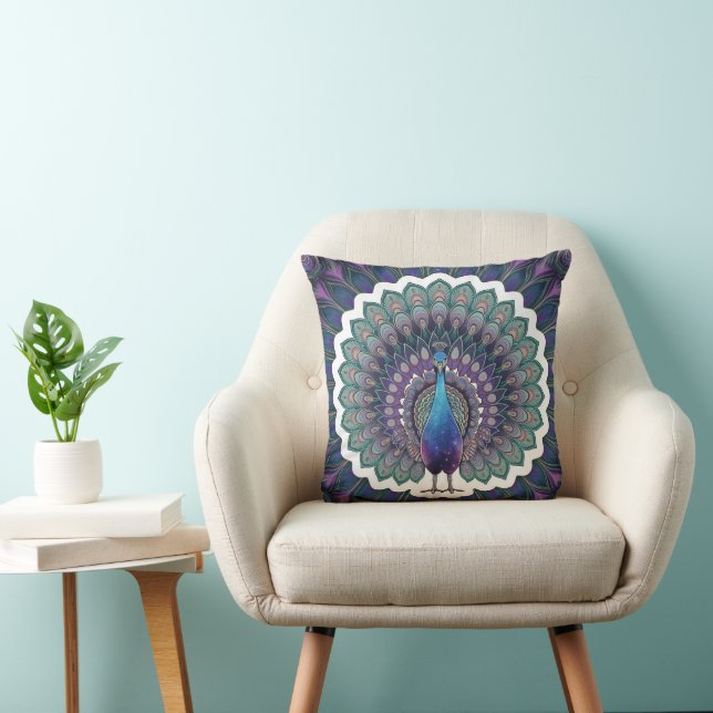Cosmic Peacock Mandala Dekorativ kudde (Stol)