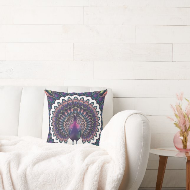 Cosmic Peacock Mandala Dekorativ kudde (Soffa)