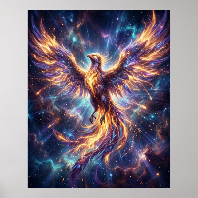 Cosmic Phoenix Rising Flame Poster (Framsidan)