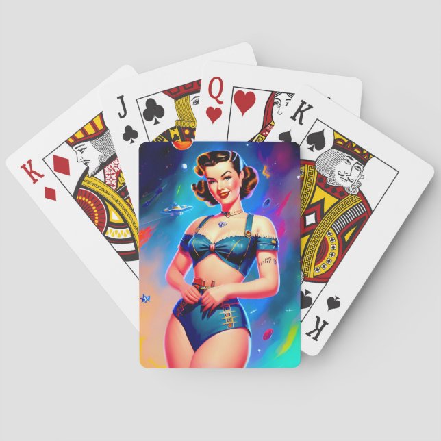 Cosmic Pinup Girl Casinokort (Baksidan)
