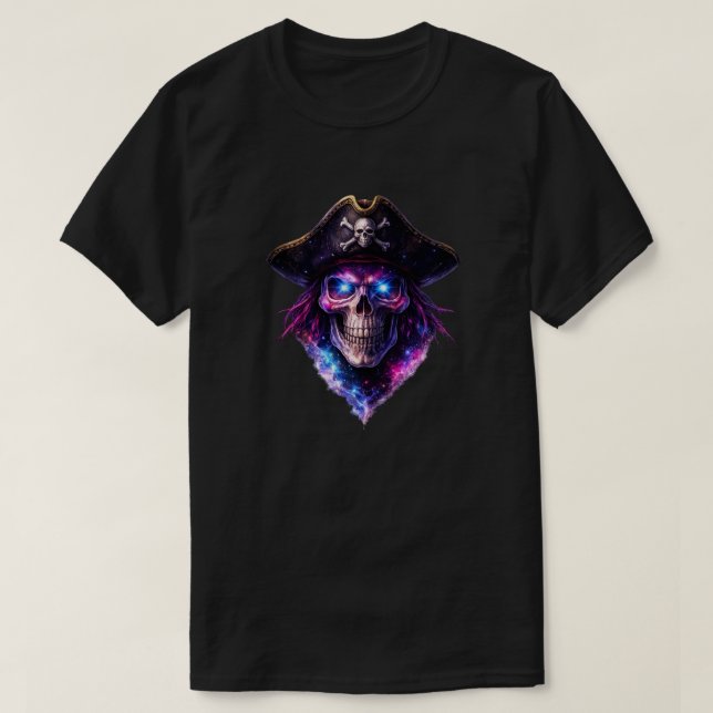 Cosmic Pirate Skull Galaxy Graphic T-Shirt (Design framsida)