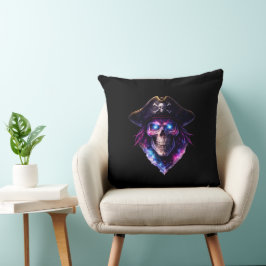 Cosmic Pirate Skull Galaxy Throw Pillow Kudde