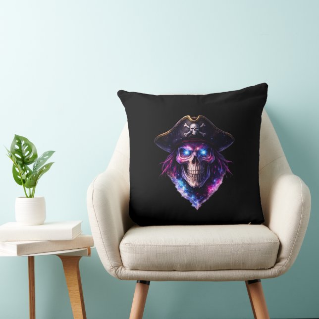 Cosmic Pirate Skull Galaxy Throw Pillow Kudde (Stol)