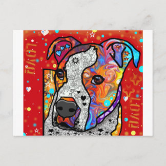 Cosmic Pit Bull - Bright Colorful - Gift Idea Vykort