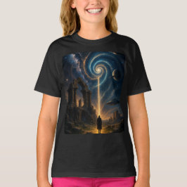 Cosmic Portal Äventyr - Black Graphic för flickor T Shirt