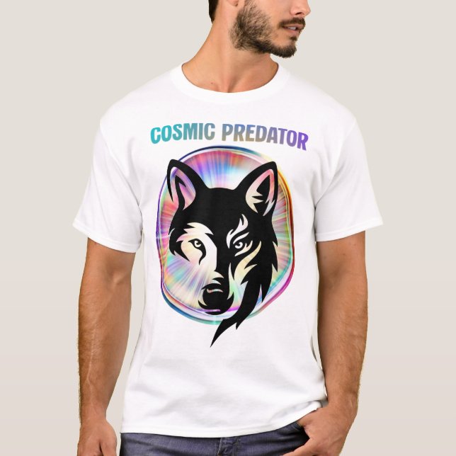 Cosmic Predator Nebula Wolf T Shirt (Framsida)