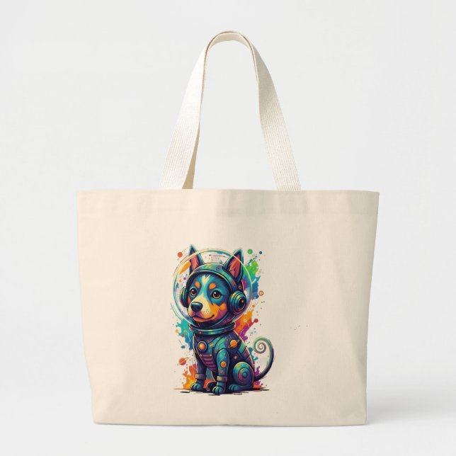 Cosmic Pup Astronaut - Tote Jumbo Tygkasse (Framsidan)