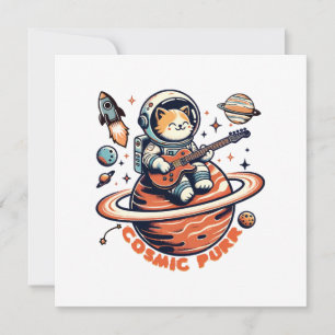 Cosmic Purr - Astro Guitarist Cat Inbjudningar