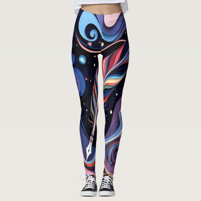 Cosmic Quill Elegance Leggings (Framsida)