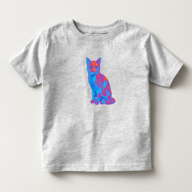 Cosmic Quilt Feline – Trippy Geometric Cat Art T Shirt (Framsida)