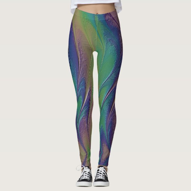 Cosmic Rainbow Iridescent Paint Leggings (Framsida)