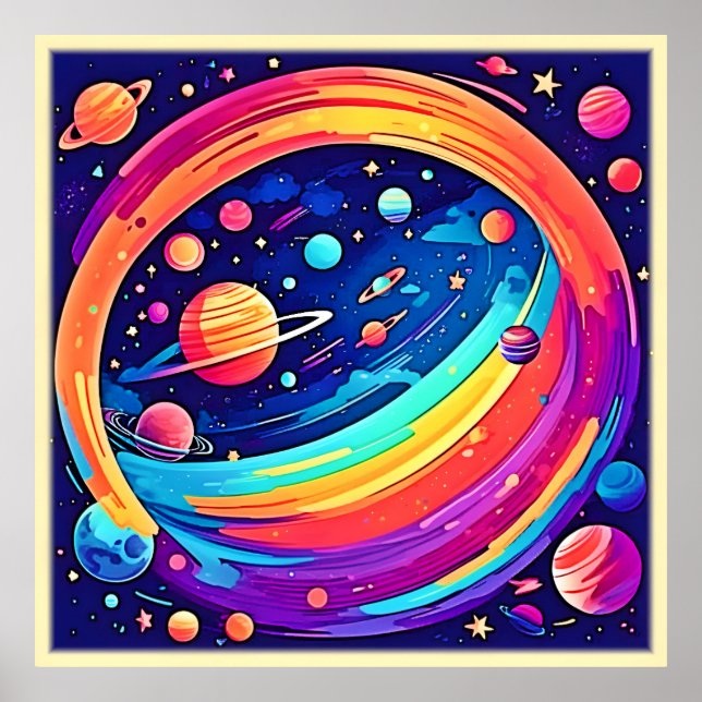 Cosmic Rainbow Vortex Poster (Framsidan)