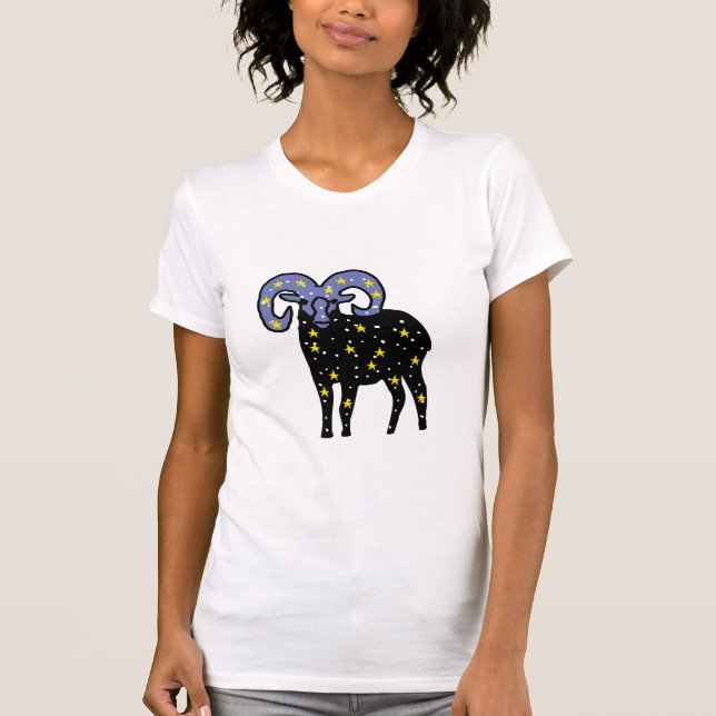 Cosmic Ram on Starry Background T Shirt (Framsida)
