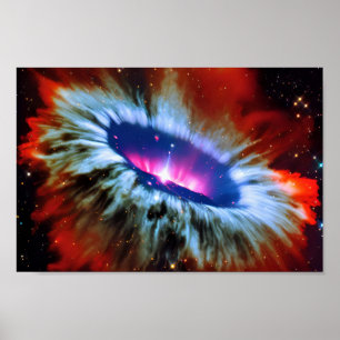Cosmic Red Blue Explosion Outerspace CosmicArt Poster
