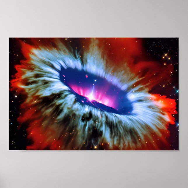 Cosmic Red Blue Explosion Outerspace CosmicArt Poster (Framsidan)