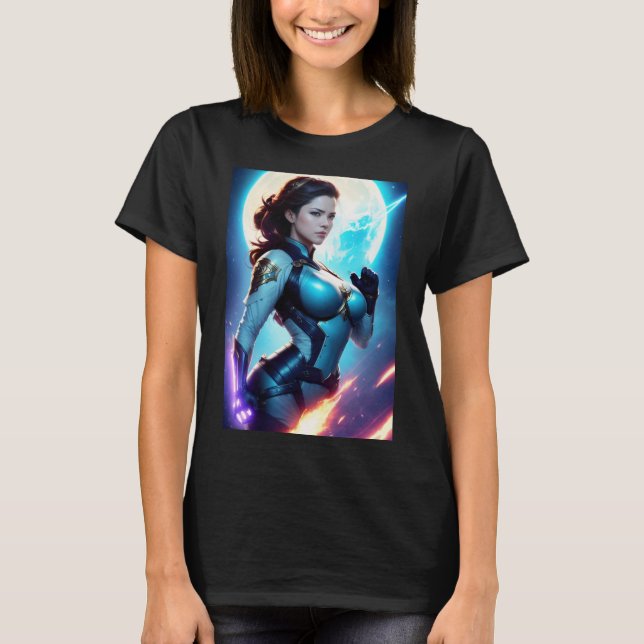 Cosmic Retro 50's Sci-Fi Nova Space Skogsvaktare T Shirt (Framsida)
