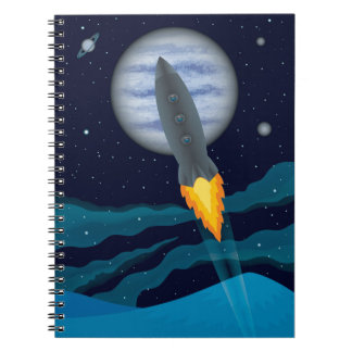 Cosmic Rocketship Scene Anteckningsbok