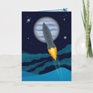 Cosmic Rocketship Scene Fars dag Kort