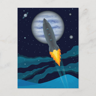 Cosmic Rocketship Scene Vykort