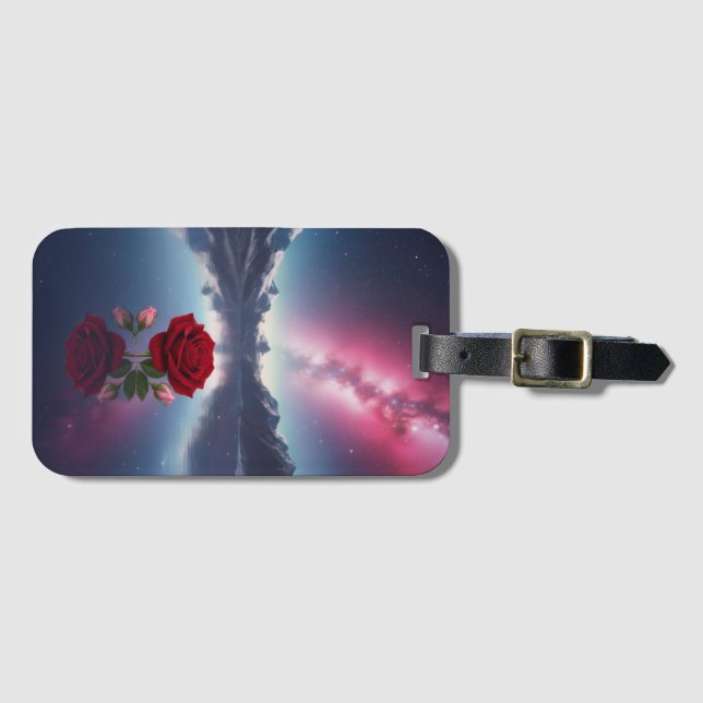 Cosmic Rose: Galaxy Reflection on Serene Lake Bagagebricka (Framsida horisontal)